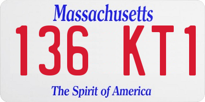 MA license plate 136KT1