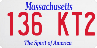 MA license plate 136KT2