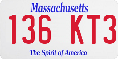 MA license plate 136KT3