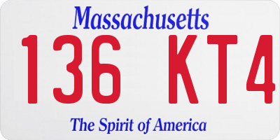 MA license plate 136KT4