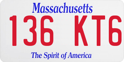 MA license plate 136KT6