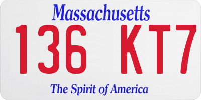 MA license plate 136KT7