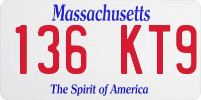 MA license plate 136KT9