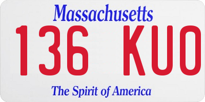 MA license plate 136KU0