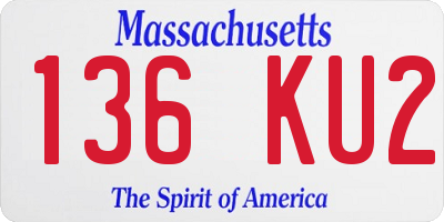 MA license plate 136KU2