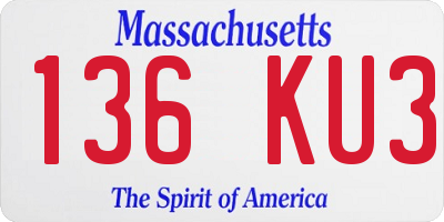 MA license plate 136KU3