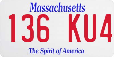 MA license plate 136KU4