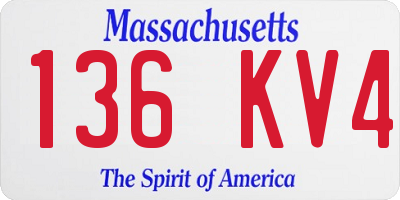 MA license plate 136KV4