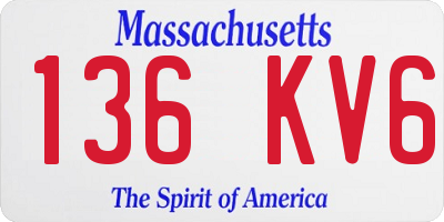MA license plate 136KV6