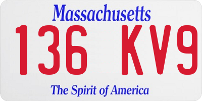 MA license plate 136KV9