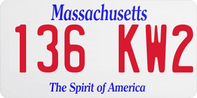 MA license plate 136KW2