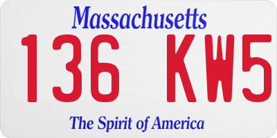 MA license plate 136KW5
