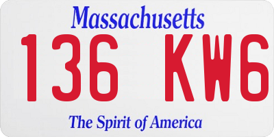 MA license plate 136KW6