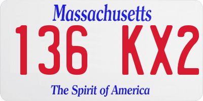MA license plate 136KX2