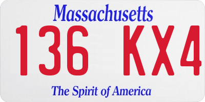 MA license plate 136KX4