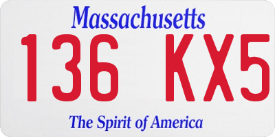 MA license plate 136KX5