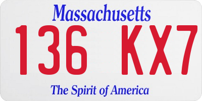 MA license plate 136KX7