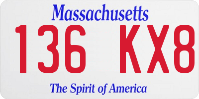 MA license plate 136KX8