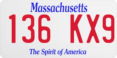 MA license plate 136KX9