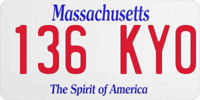 MA license plate 136KY0