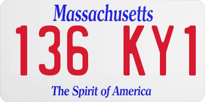 MA license plate 136KY1