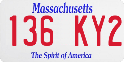 MA license plate 136KY2