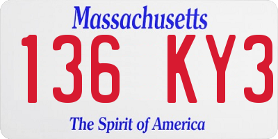 MA license plate 136KY3