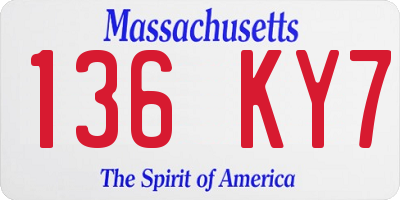MA license plate 136KY7