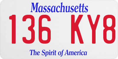 MA license plate 136KY8