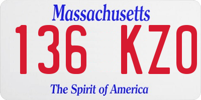 MA license plate 136KZ0