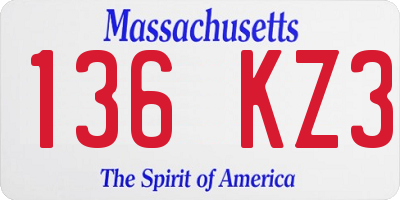 MA license plate 136KZ3