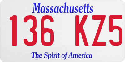MA license plate 136KZ5