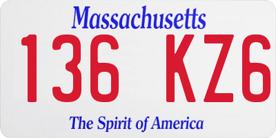 MA license plate 136KZ6