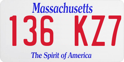 MA license plate 136KZ7