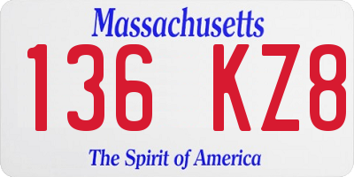 MA license plate 136KZ8