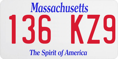 MA license plate 136KZ9