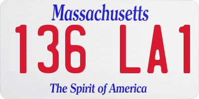 MA license plate 136LA1