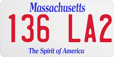 MA license plate 136LA2