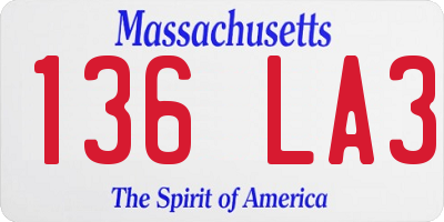 MA license plate 136LA3