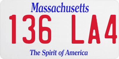 MA license plate 136LA4