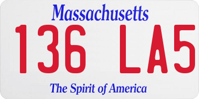 MA license plate 136LA5