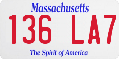 MA license plate 136LA7