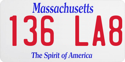 MA license plate 136LA8