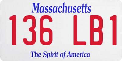 MA license plate 136LB1