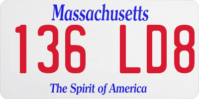 MA license plate 136LD8