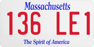 MA license plate 136LE1