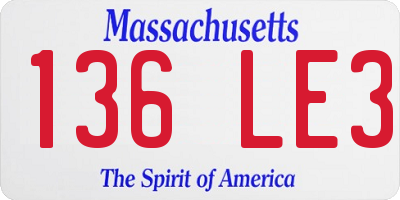 MA license plate 136LE3
