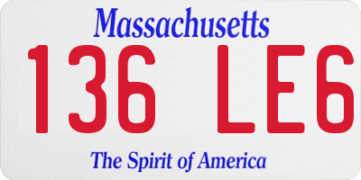 MA license plate 136LE6