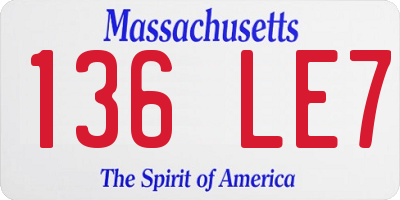 MA license plate 136LE7