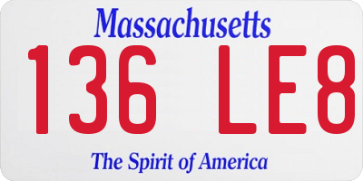 MA license plate 136LE8